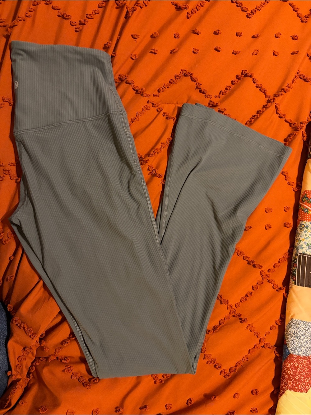lululemon athletica Gray Ribbed Wide-Leg Yoga Pants